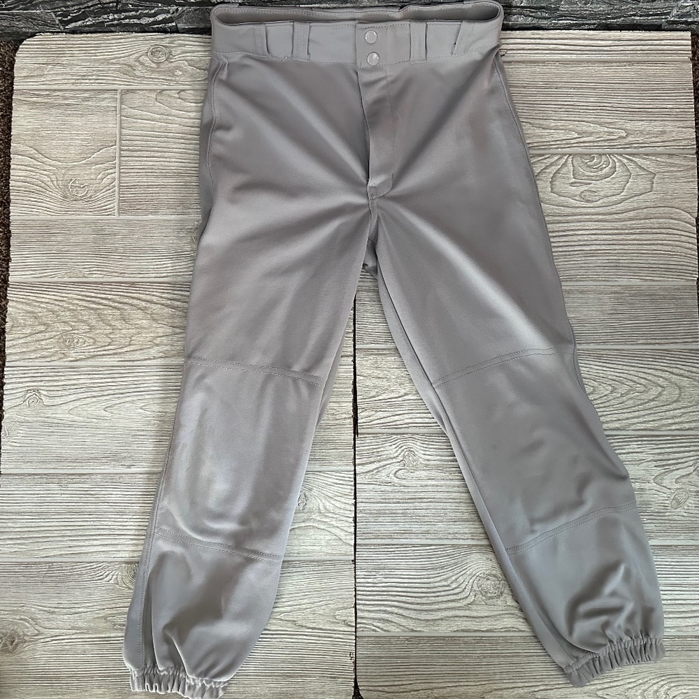 Champ Pro Sports Baseball Pants Gray 3/4 Length with Elastic Bottoms Youth Large